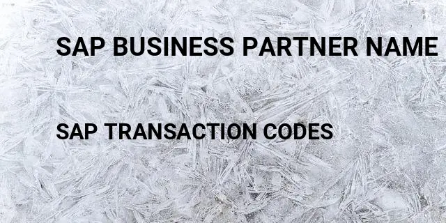 Sap business partner name Tcode in SAP