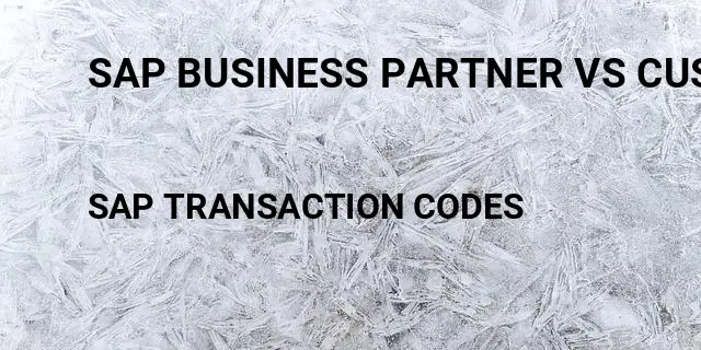 Sap business partner vs customer master Tcode in SAP