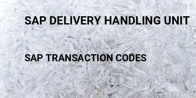 Sap delivery handling unit Tcode in SAP