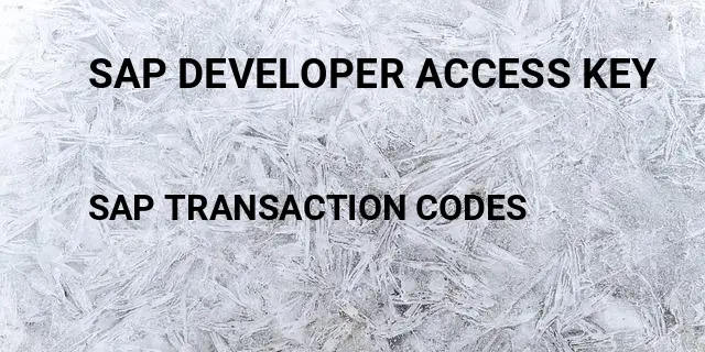 Sap developer access key Tcode in SAP