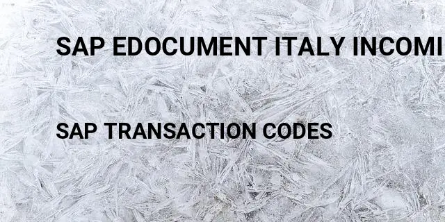 Sap edocument italy incoming invoices Tcode in SAP
