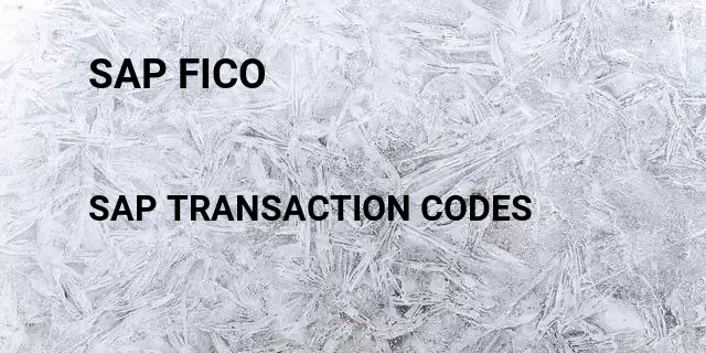 Sap fico Tcode in SAP