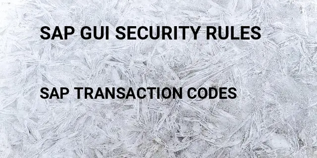 Sap gui security rules Tcode in SAP