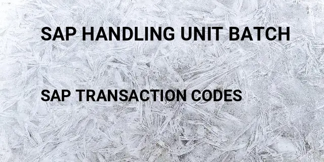 Sap handling unit batch Tcode in SAP