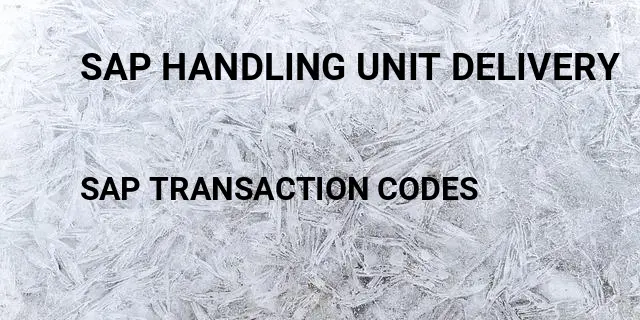 Sap handling unit delivery Tcode in SAP