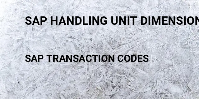 Sap handling unit dimensions Tcode in SAP