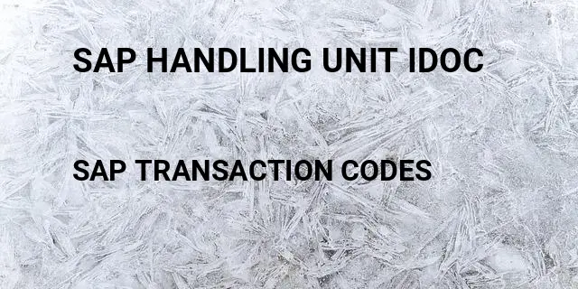 Sap handling unit idoc Tcode in SAP