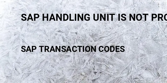 Sap handling unit is not provided for goods receipt Tcode in SAP