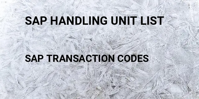 Sap handling unit list Tcode in SAP