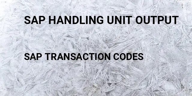 Sap handling unit output Tcode in SAP