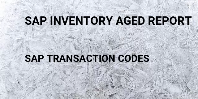 Sap inventory aged report Tcode in SAP