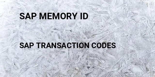 Sap memory id Tcode in SAP