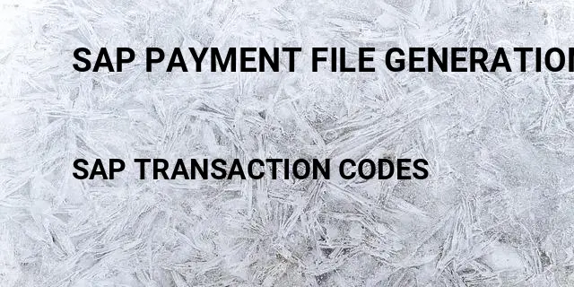 Sap payment file generation Tcode in SAP