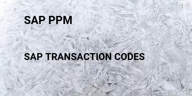 Sap ppm Tcode in SAP