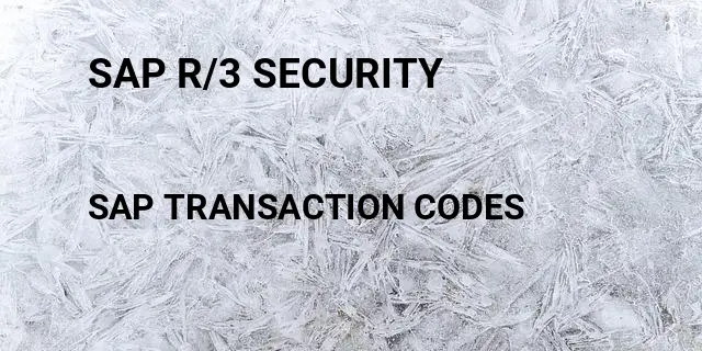 Sap r/3 security Tcode in SAP