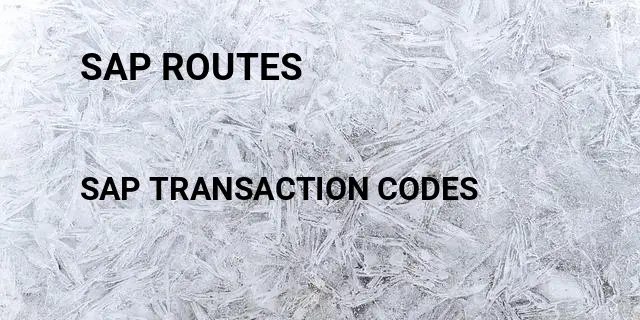 Sap routes Tcode in SAP