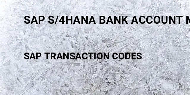 Sap s/4hana bank account management Tcode in SAP