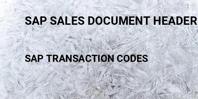 Sap sales document header Tcode in SAP