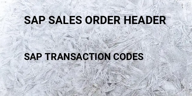 Sap sales order header Tcode in SAP
