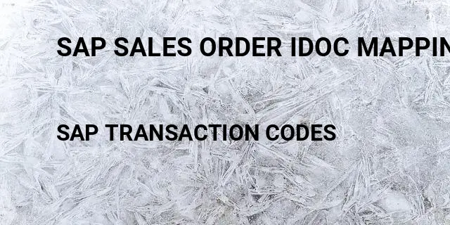 Sap sales order idoc mapping Tcode in SAP