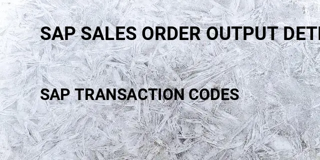 Sap sales order output determination Tcode in SAP