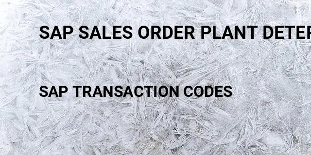 Sap sales order plant determination Tcode in SAP