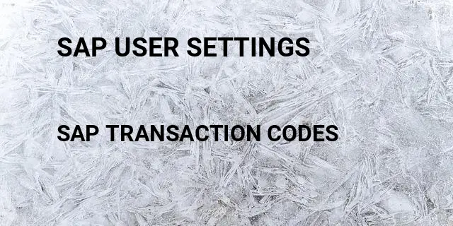 Sap user settings Tcode in SAP