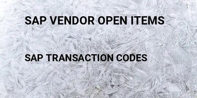Sap vendor open items Tcode in SAP