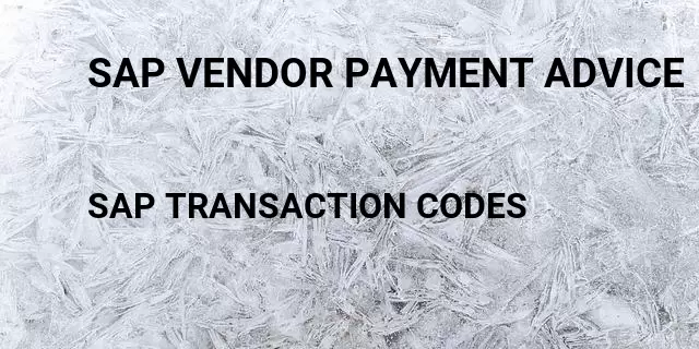 Sap vendor payment advice Tcode in SAP