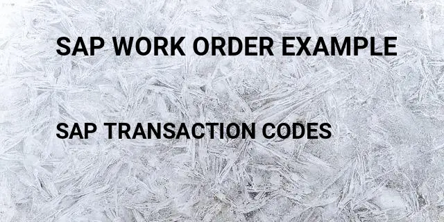 Sap work order example Tcode in SAP