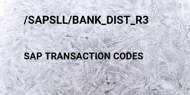 /sapsll/bank_dist_r3 Tcode in SAP