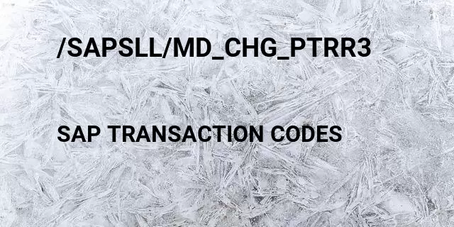 /sapsll/md_chg_ptrr3 Tcode in SAP