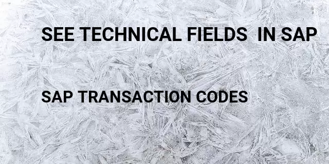 See technical fields  in sap  Tcode in SAP