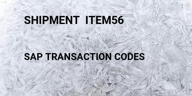 Shipment  item56 Tcode in SAP