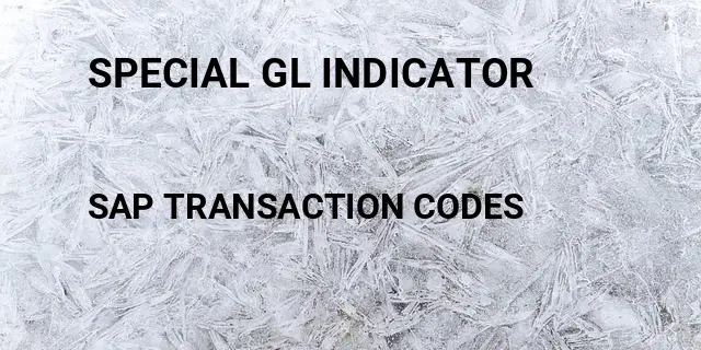 Special gl indicator Tcode in SAP