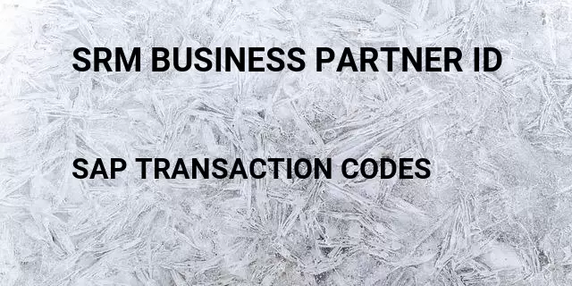 Srm business partner id Tcode in SAP