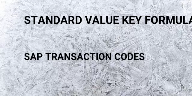 Standard value key formula: details Tcode in SAP