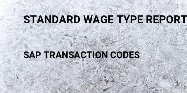 Standard wage type report Tcode in SAP