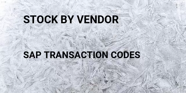 Stock by vendor Tcode in SAP