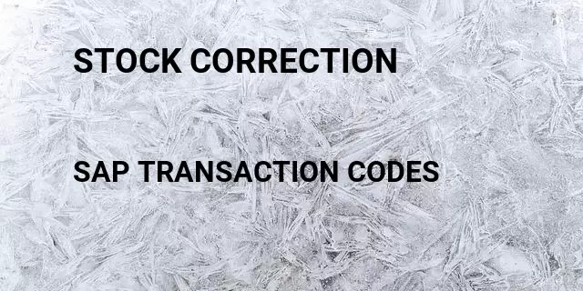 Stock correction Tcode in SAP