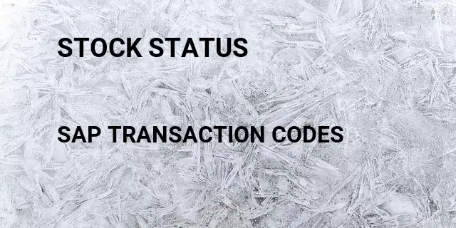 Stock status Tcode in SAP