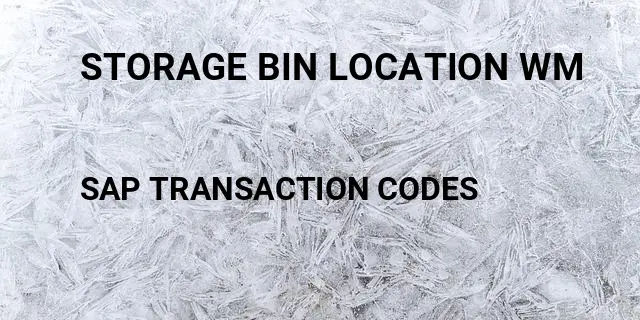 Storage bin location wm Tcode in SAP