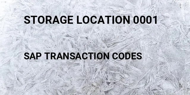 Storage location 0001 Tcode in SAP