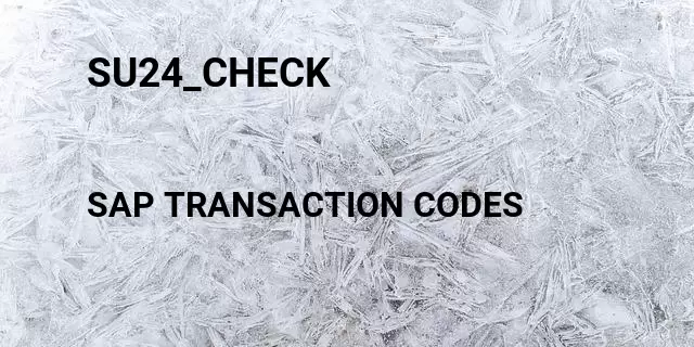 Su24_check Tcode in SAP