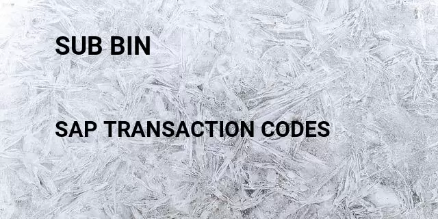 Sub bin Tcode in SAP