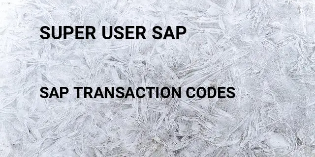 Super user sap Tcode in SAP