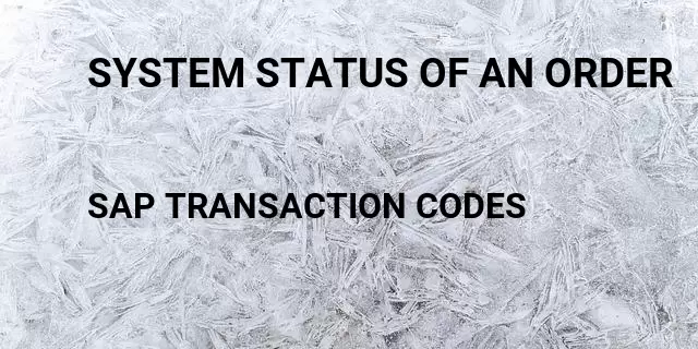 System status of an order Tcode in SAP