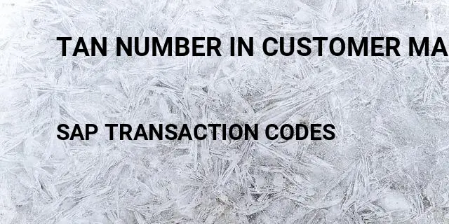 Tan number in customer master Tcode in SAP