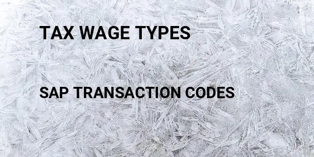 Tax wage types Tcode in SAP