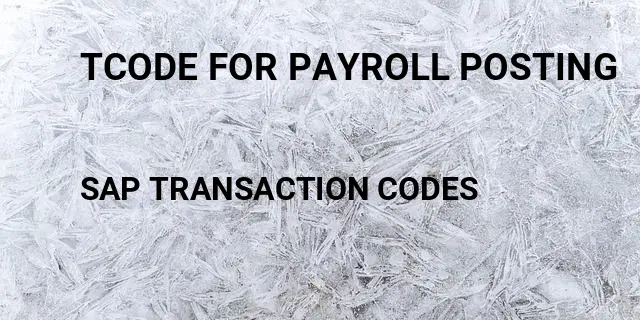 Tcode for payroll posting Tcode in SAP